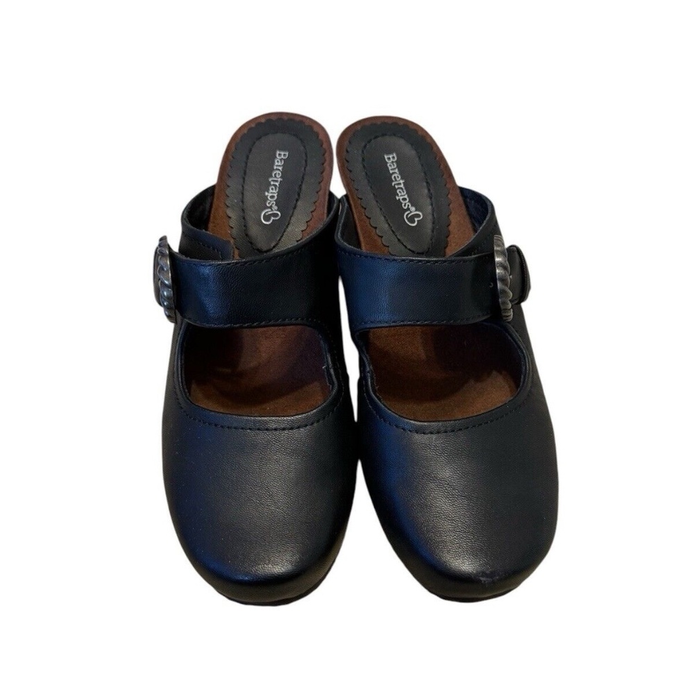 Baretraps Womens Luna Slip On Flat Mary Jane Wedge Sandals Black/Brown Size 6.5